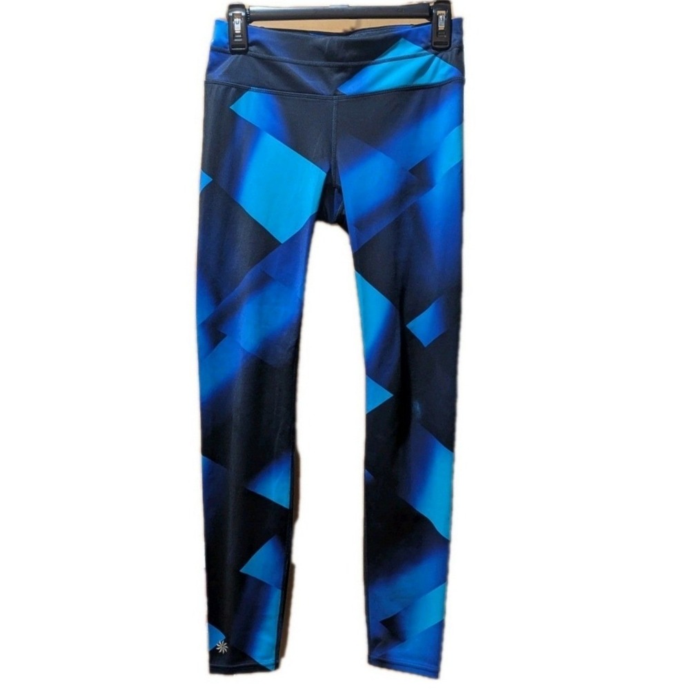 Athleta Sonar Magnetic Leggings‎ Blue Geometric Abstract Print Small